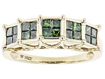 Picture of Pre-Owned Green Diamond 10k Yellow Gold Band Ring 1.00ctw