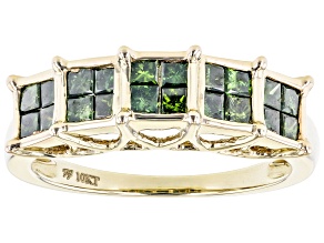 Pre-Owned Green Diamond 10k Yellow Gold Band Ring 1.00ctw