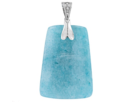 Pre-Owned Dreamy Aquamarine Rhodium Over Sterling Silver Enhancer