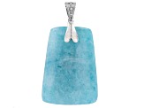 Pre-Owned Dreamy Aquamarine Rhodium Over Sterling Silver Enhancer
