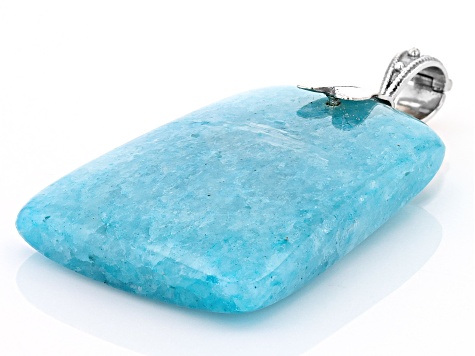 Pre-Owned Dreamy Aquamarine Rhodium Over Sterling Silver Enhancer