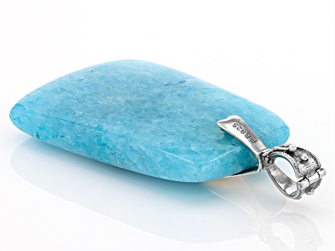 Pre-Owned Dreamy Aquamarine Rhodium Over Sterling Silver Enhancer