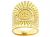 Pre-Owned 18k Yellow Gold Over Bronze Medallion Style Ring