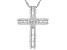 Pre-Owned White Cubic Zirconia Platinum Over Sterling Silver Cross Pendant With Chain 1.10ctw