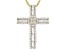 Pre-Owned White Cubic Zirconia 18k Yellow Gold Over Sterling Silver Cross Pendant With Chain 1.10ctw