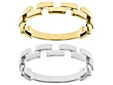 Pre-Owned Sterling Silver & 18k Yellow Gold Over Sterling Silver Set of 2 Band Rings