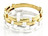 Pre-Owned Sterling Silver & 18k Yellow Gold Over Sterling Silver Set of 2 Band Rings