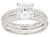 Pre-Owned White Cubic Zirconia Rhodium Over Sterling Silver Ring With Band 4.14ctw