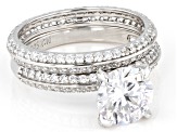 Pre-Owned White Cubic Zirconia Rhodium Over Sterling Silver Ring With Band 4.14ctw