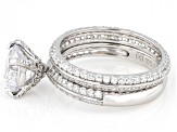 Pre-Owned White Cubic Zirconia Rhodium Over Sterling Silver Ring With Band 4.14ctw