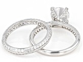 Pre-Owned White Cubic Zirconia Rhodium Over Sterling Silver Ring With Band 4.14ctw