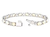 Pre-Owned White Ethiopian Opal Rhodium Over Sterling Silver Tennis Bracelet 6.75ctw