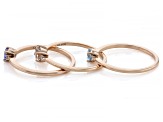 Pre-Owned Blue Tanzanite 10k Rose Gold Ring Set Of 3 0.84ctw