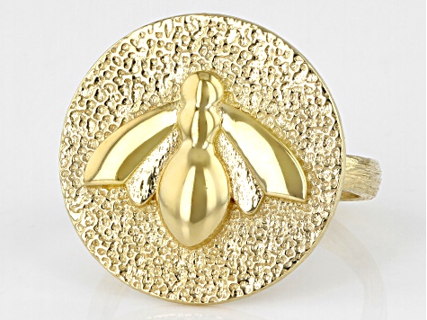 Pre-Owned 18k Yellow Gold Over Sterling Silver Bee Ring