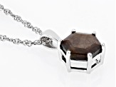 Pre-Owned Golden Sheen Sapphire Rhodium Over Sterling Silver Pendant With Chain 5.10ct