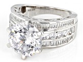 Pre-Owned White Cubic Zirconia Platinum Over Sterling Silver Love Cut 9th Anniversary Ring 10.70ctw