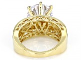 Pre-Owned White Cubic Zirconia 18K Yellow Gold Over Sterling Silver Love Cut 9th Anniversary Ring 10