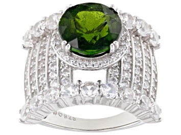 Picture of Pre-Owned Green Chrome Diopside Rhodium Over Sterling Silver Ring 7.82ctw