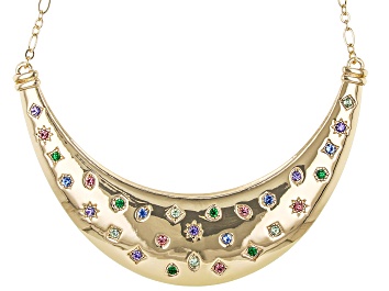 Picture of Pre-Owned Multi-Color Crystal Gold Tone Statement Collar Necklace