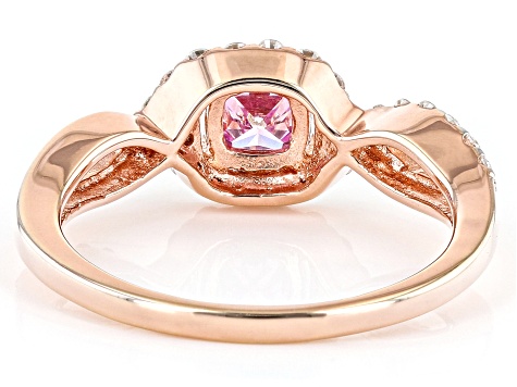 Pre-Owned Colorless and Pink moissanite 14k rose gold over silver ring .88ctw DEW