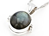Pre-Owned Gray Labradorite Sterling Silver Prayer Box Pendant With Chain