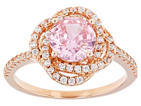 Pre-Owned Pink And White Cubic Zirconia 18k Rose Gold Over Sterling Silver Ring 2.41ctw
