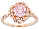 Pre-Owned Pink And White Cubic Zirconia 18k Rose Gold Over Sterling Silver Ring 2.41ctw