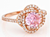 Pre-Owned Pink And White Cubic Zirconia 18k Rose Gold Over Sterling Silver Ring 2.41ctw