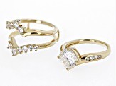 Pre-Owned Fabulite Strontium Titanate And White Zircon 18k Yellow Gold Over Silver Ring With Guard 4