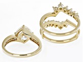Pre-Owned Fabulite Strontium Titanate And White Zircon 18k Yellow Gold Over Silver Ring With Guard 4