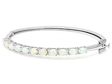 Pre-Owned Multi Color Opal Rhodium Over Sterling Silver Bracelet 2.81ctw