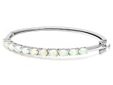 Pre-Owned Multi Color Opal Rhodium Over Sterling Silver Bracelet 2.81ctw