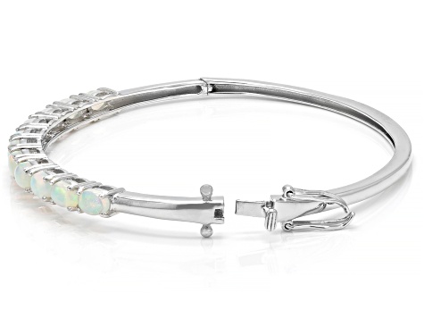 Pre-Owned Multi Color Opal Rhodium Over Sterling Silver Bracelet 2.81ctw