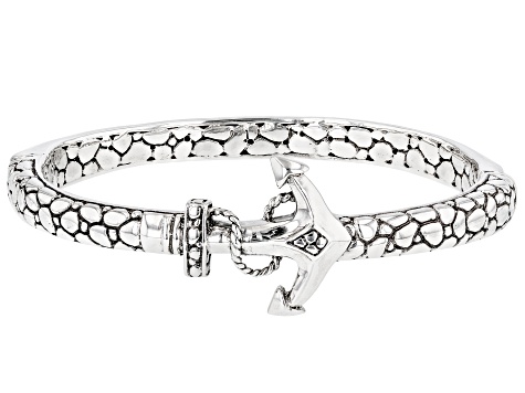 Pre-Owned Silver "Anchor To My Soul" Watermark Bangle Bracelet