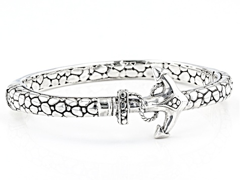 Pre-Owned Silver "Anchor To My Soul" Watermark Bangle Bracelet