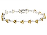 Pre-Owned Brown Champagne Quartz Rhodium Over Sterling Silver Bracelet 6.46ctw
