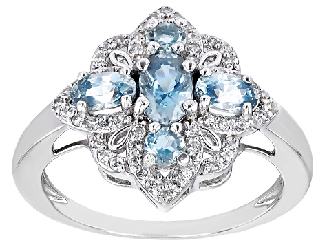 Pre-Owned Blue Zircon Rhodium Over Silver Ring 1.84ctw