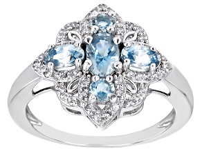 Pre-Owned Blue Zircon Rhodium Over Silver Ring 1.84ctw