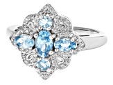 Pre-Owned Blue Zircon Rhodium Over Silver Ring 1.84ctw