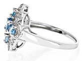 Pre-Owned Blue Zircon Rhodium Over Silver Ring 1.84ctw