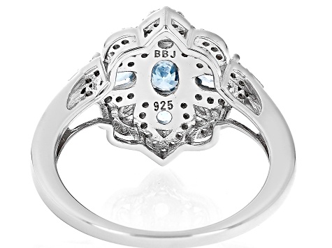Pre-Owned Blue Zircon Rhodium Over Silver Ring 1.84ctw
