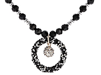 Picture of Pre-Owned Black Crystal, Resin Stone & Bead Gold Tone Necklace