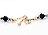 Pre-Owned Black Crystal, Resin Stone & Bead Gold Tone Necklace