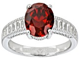 Pre-Owned Red Lab Created Ruby Rhodium Over Sterling Silver Ring 3.66ctw