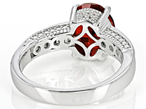 Pre-Owned Red Lab Created Ruby Rhodium Over Sterling Silver Ring 3.66ctw