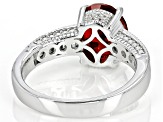 Pre-Owned Red Lab Created Ruby Rhodium Over Sterling Silver Ring 3.66ctw
