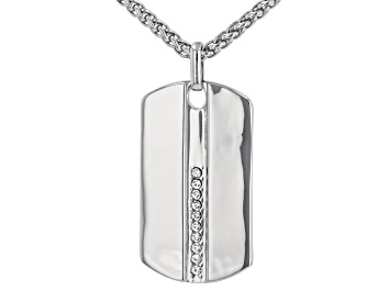 Picture of Pre-Owned Crystal Silver Tone Unisex Dog Tag Pendant With 24" Chain