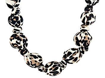 Picture of Pre-Owned Leopard Print Fabric Gold Tone Graduated Necklace