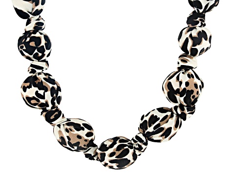 Pre-Owned Leopard Print Fabric Gold Tone Graduated Necklace