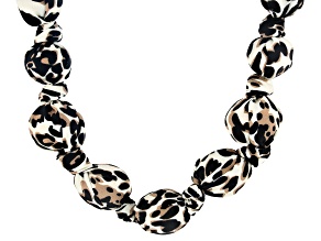 Pre-Owned Leopard Print Fabric Gold Tone Graduated Necklace